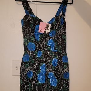 Blue Roses Spiderweb Dress